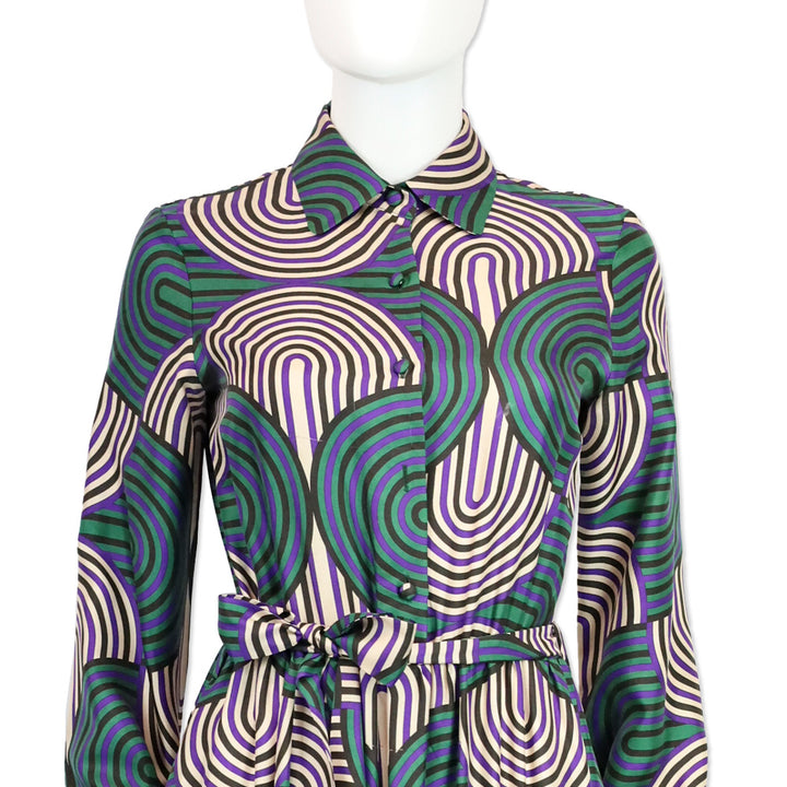 La DoubleJ Editions with Mantero Long Sleeve Button Front Line Pattern Maxi Dress