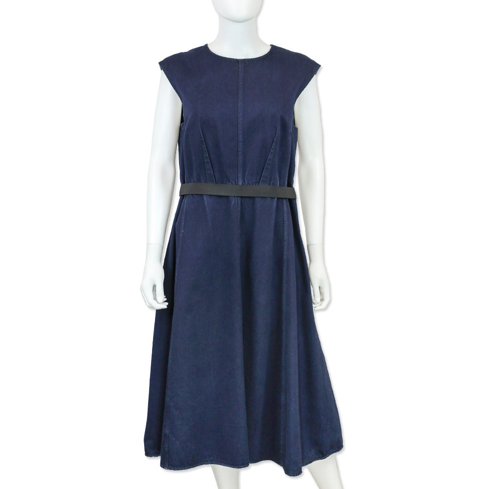 Lanvin x Acne Studios Blue Denim Sleeveless Midi Dress | DBLTKE Luxury Consignment Boutique Lanvin x Acne Studios Blue Denim Sleeveless Midi Dress | DBLTKE Luxury Consignment Boutique