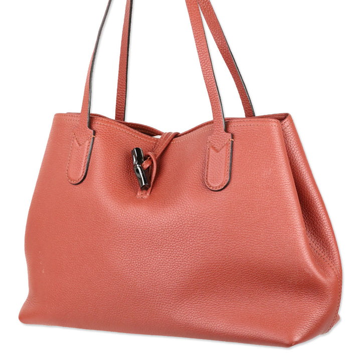 Longchamp Bamboo Toggle Clay Cowhide Leather Tote Bag