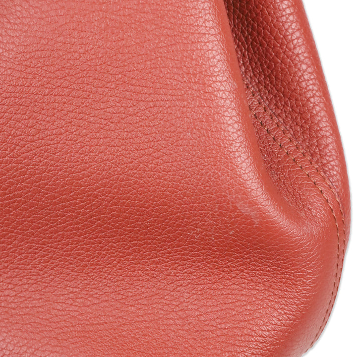 Longchamp Bamboo Toggle Clay Cowhide Leather Tote Bag