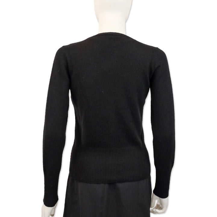 Loro Piana Black Cashmere/Silk V-Neck Cardigan