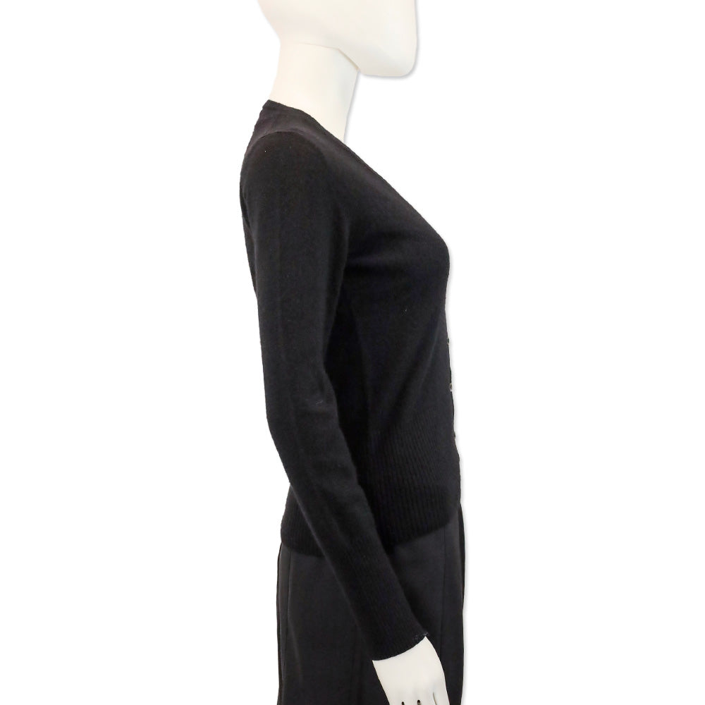 Loro Piana Black Cashmere/Silk V-Neck Cardigan