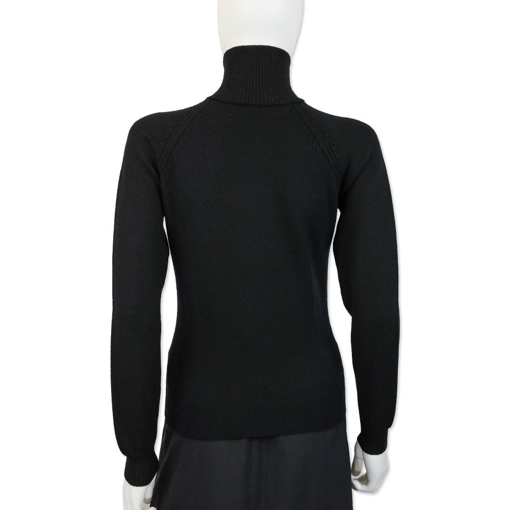 Loro Piana Black Knit Cashmere Turtleneck Sweater