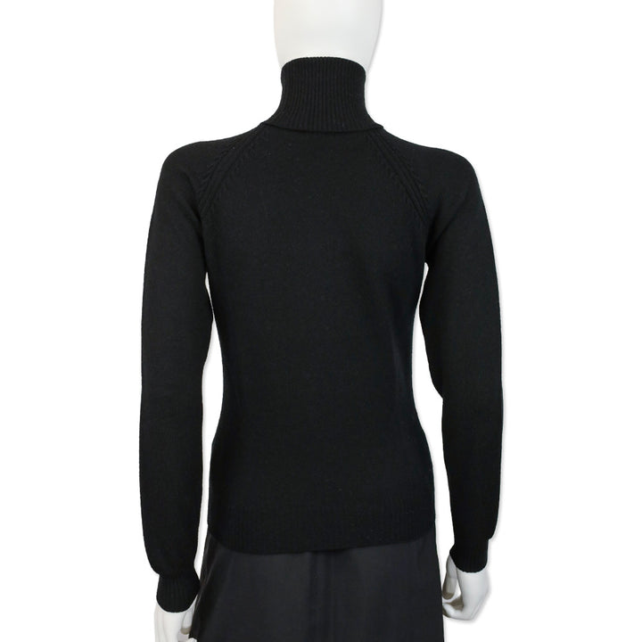 Loro Piana Black Knit Cashmere Turtleneck Sweater