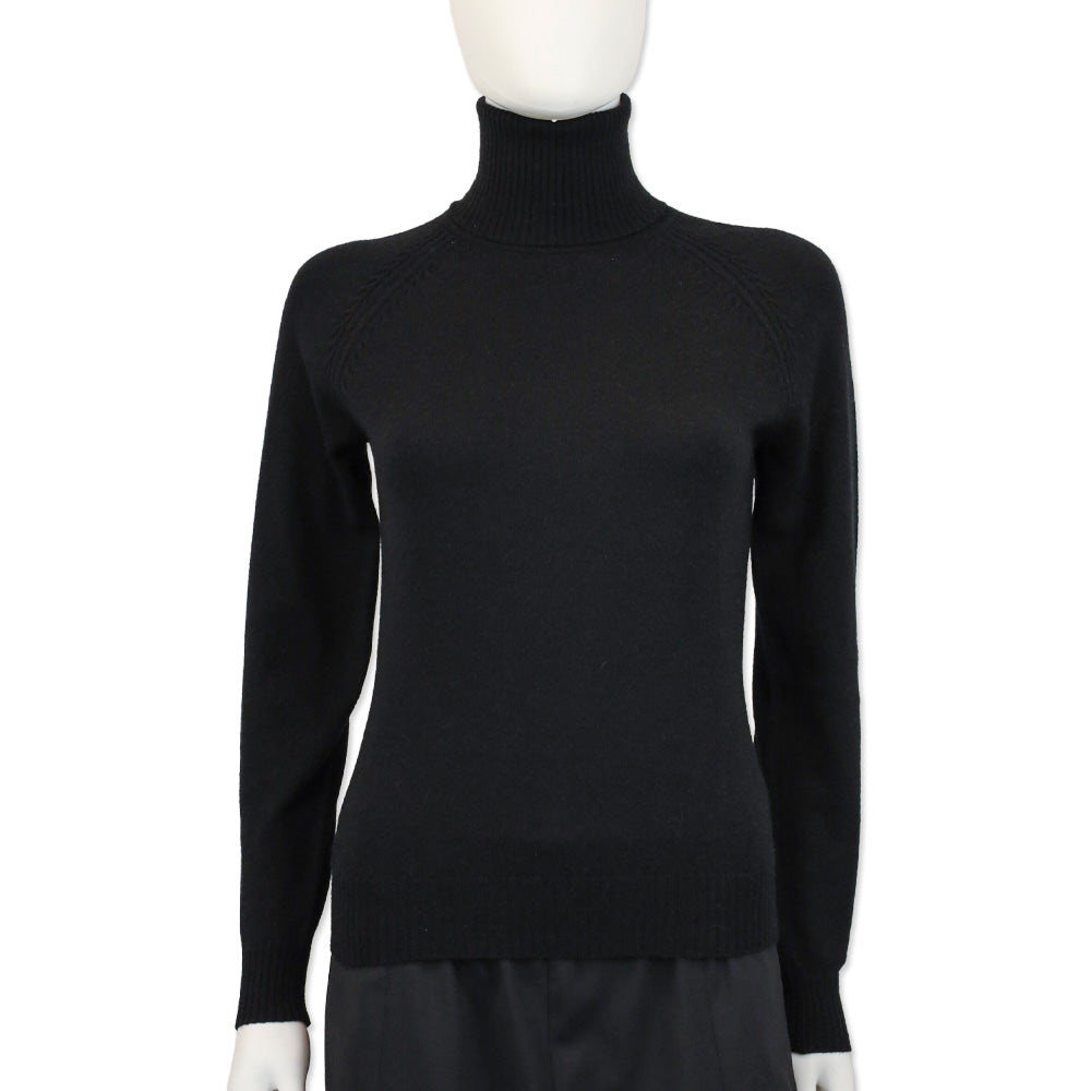 Loro Piana Black Knit Cashmere Turtleneck Sweater