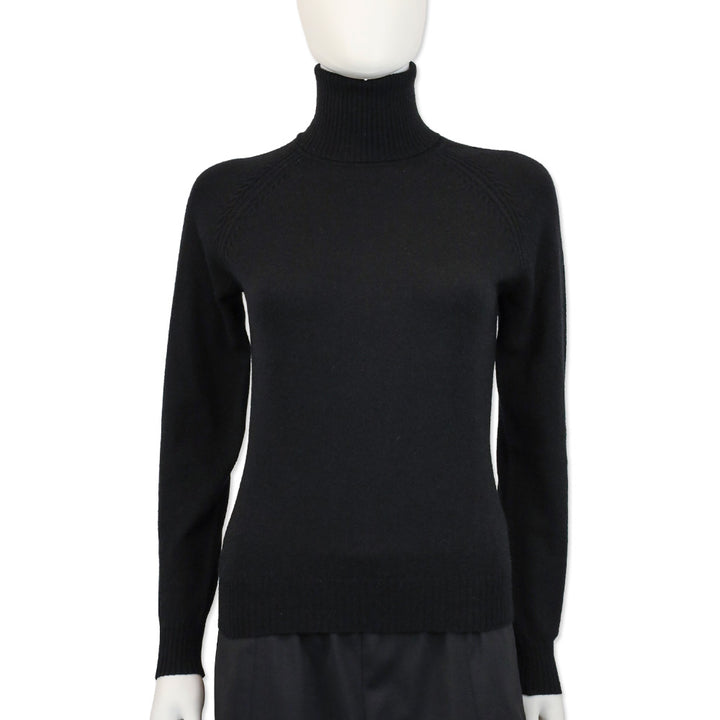 Loro Piana Black Knit Cashmere Turtleneck Sweater