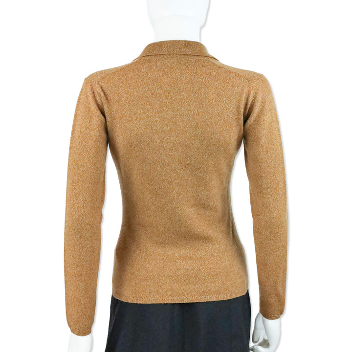 Loro Piana Cognac Cashmere Johnny Collar L/S Sweater