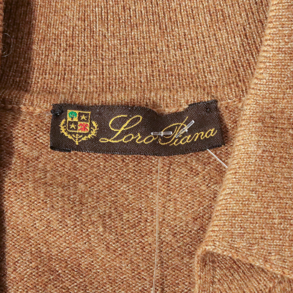 Loro Piana Cognac Cashmere Johnny Collar L/S Sweater