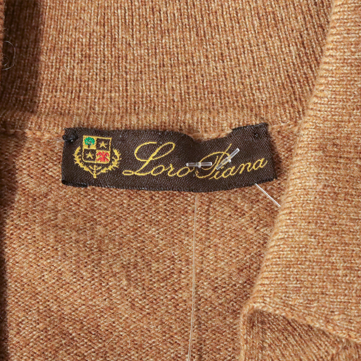 Loro Piana Cognac Cashmere Johnny Collar L/S Sweater