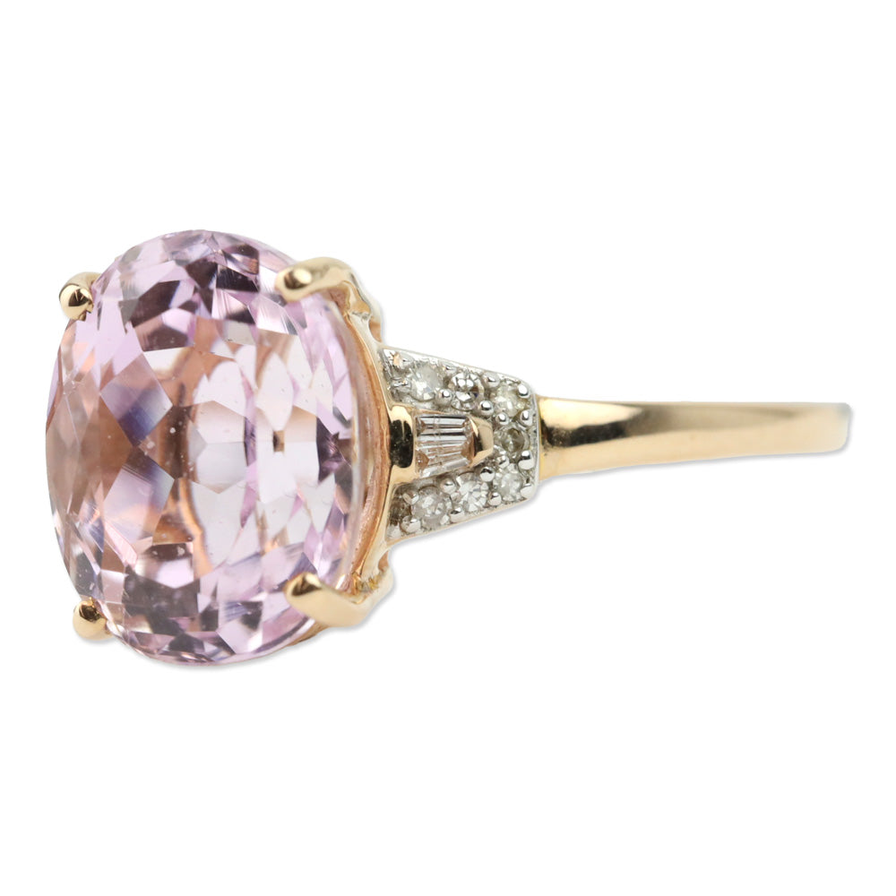 Luxoro Martha Rocha Kunzite and I2 Diamond Accent 14K Rose Gold Ring