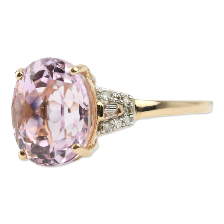 Luxoro Martha Rocha Kunzite and I2 Diamond Accent 14K Rose Gold Ring