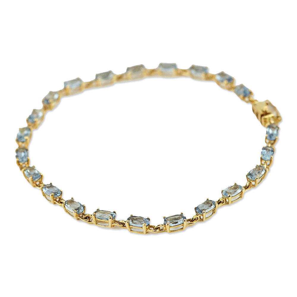 Luxoro Santa Maria Aquamarine Link Bracelet in 14K Yellow Gold