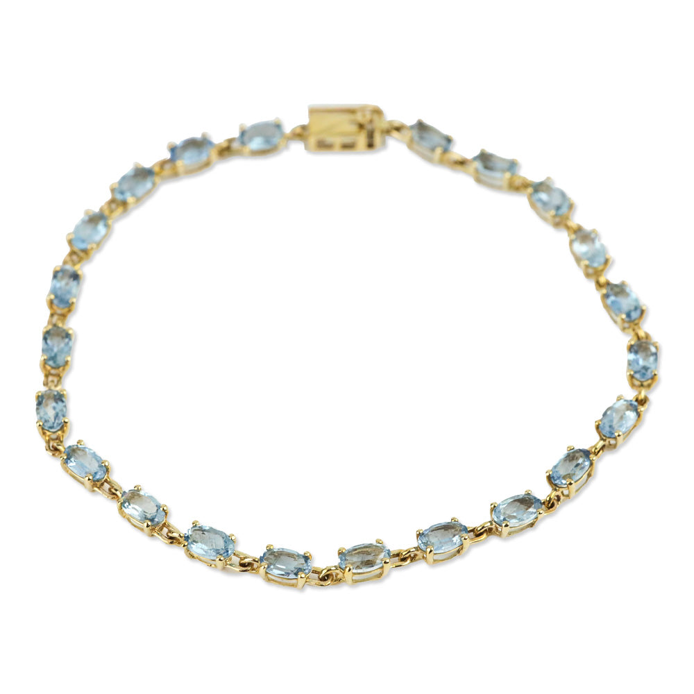 Luxoro Santa Maria Aquamarine Link Bracelet in 14K Yellow Gold