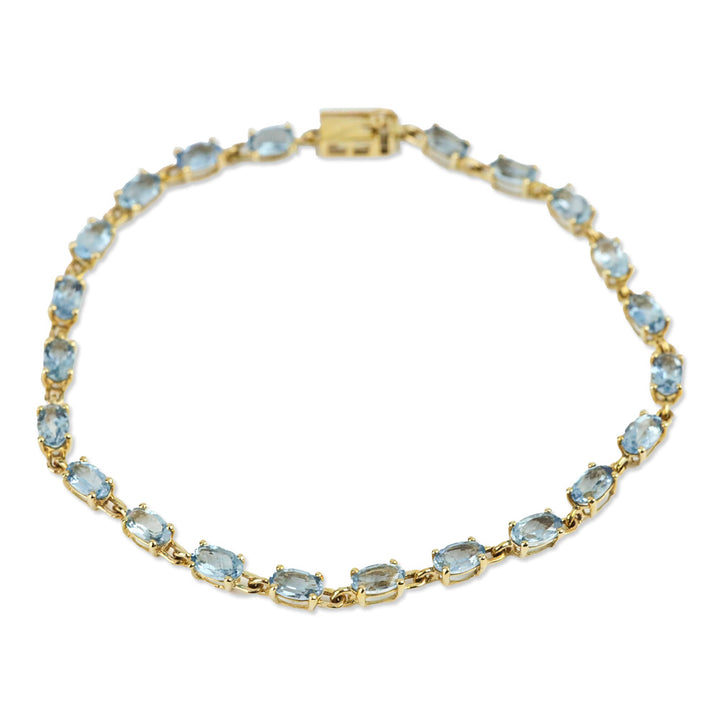 Luxoro Santa Maria Aquamarine Link Bracelet in 14K Yellow Gold