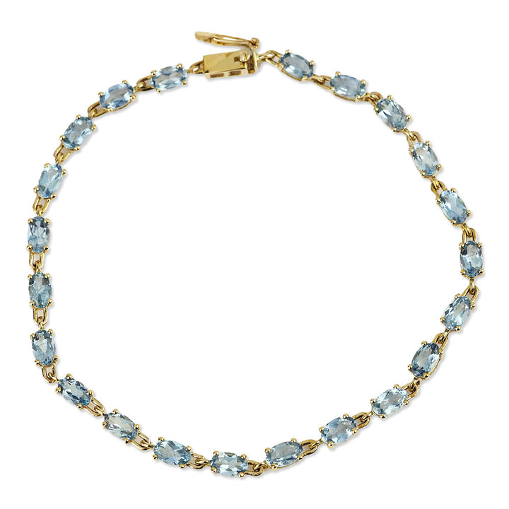 Luxoro Santa Maria Aquamarine Link Bracelet in 14K Yellow Gold
