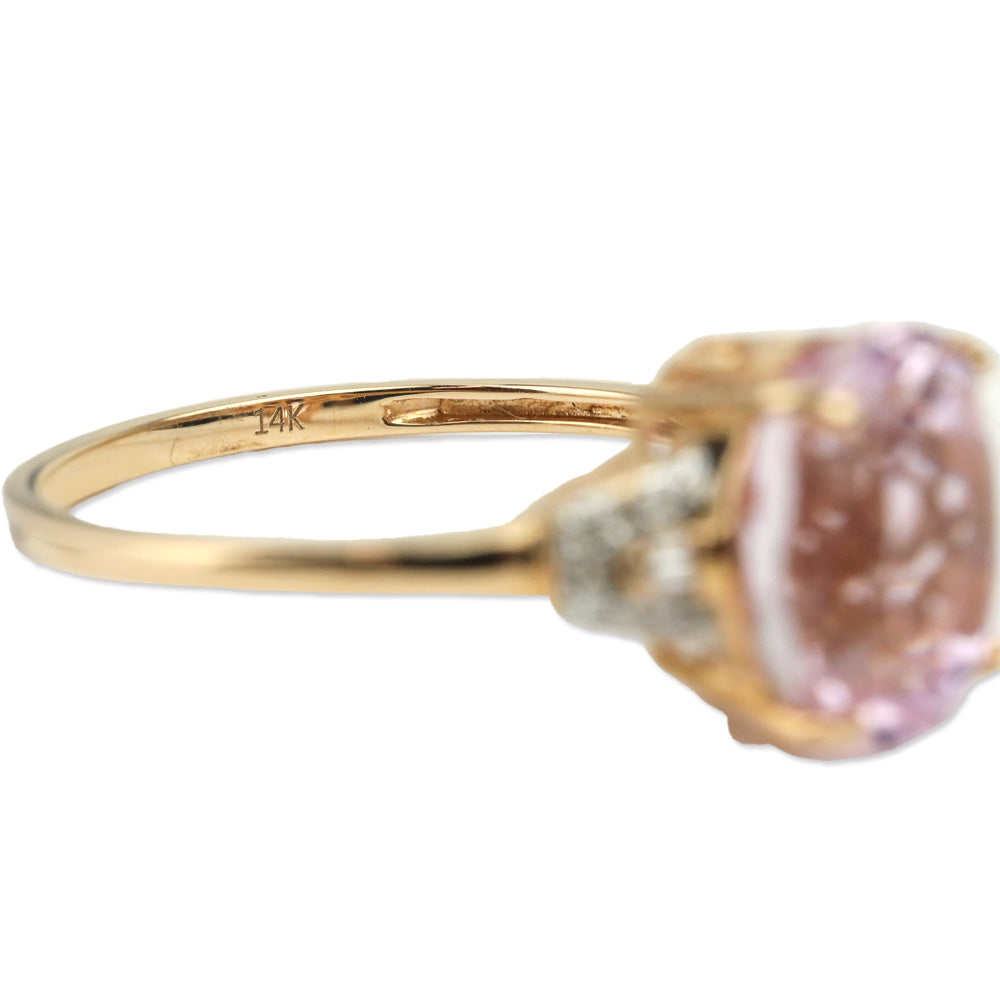 Luxoro Martha Rocha Kunzite and I2 Diamond Accent 14K Rose Gold Ring