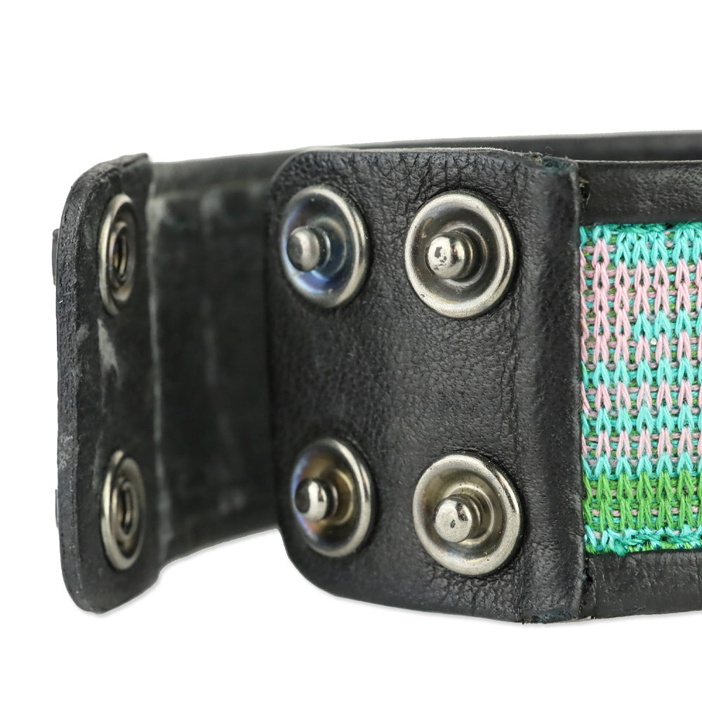 M Missoni Mulitcolor Woven Black Leather Cuff