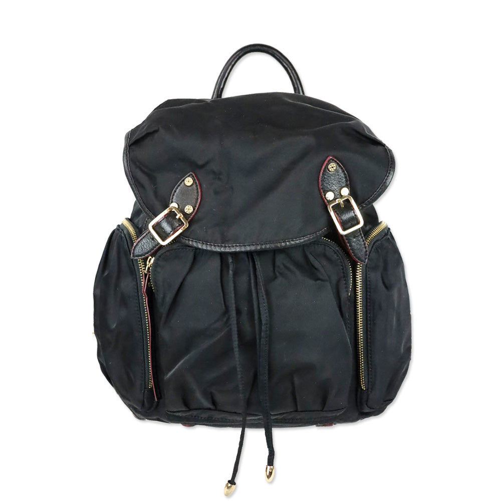 MZ WALLACE Marlena Backpack Striking Black Leather Nylon Gold Hardware Buckle MZ WALLACE Marlena Backpack | Bloomingdale main image 3