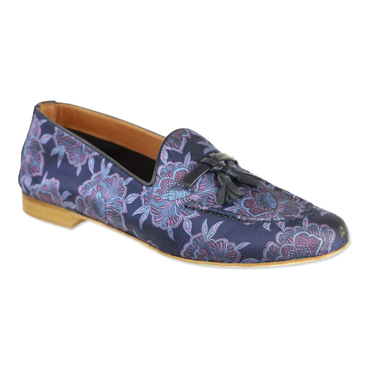 Malone Souliers x Bridgerton Navy/Midnight Jacquard Nappa Alberto Loafer