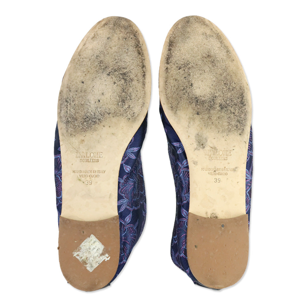 Malone Souliers x Bridgerton Navy/Midnight Jacquard Nappa Alberto Loafer