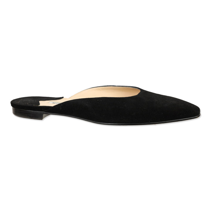 Manolo Blahnik Black Suede Flat Mules