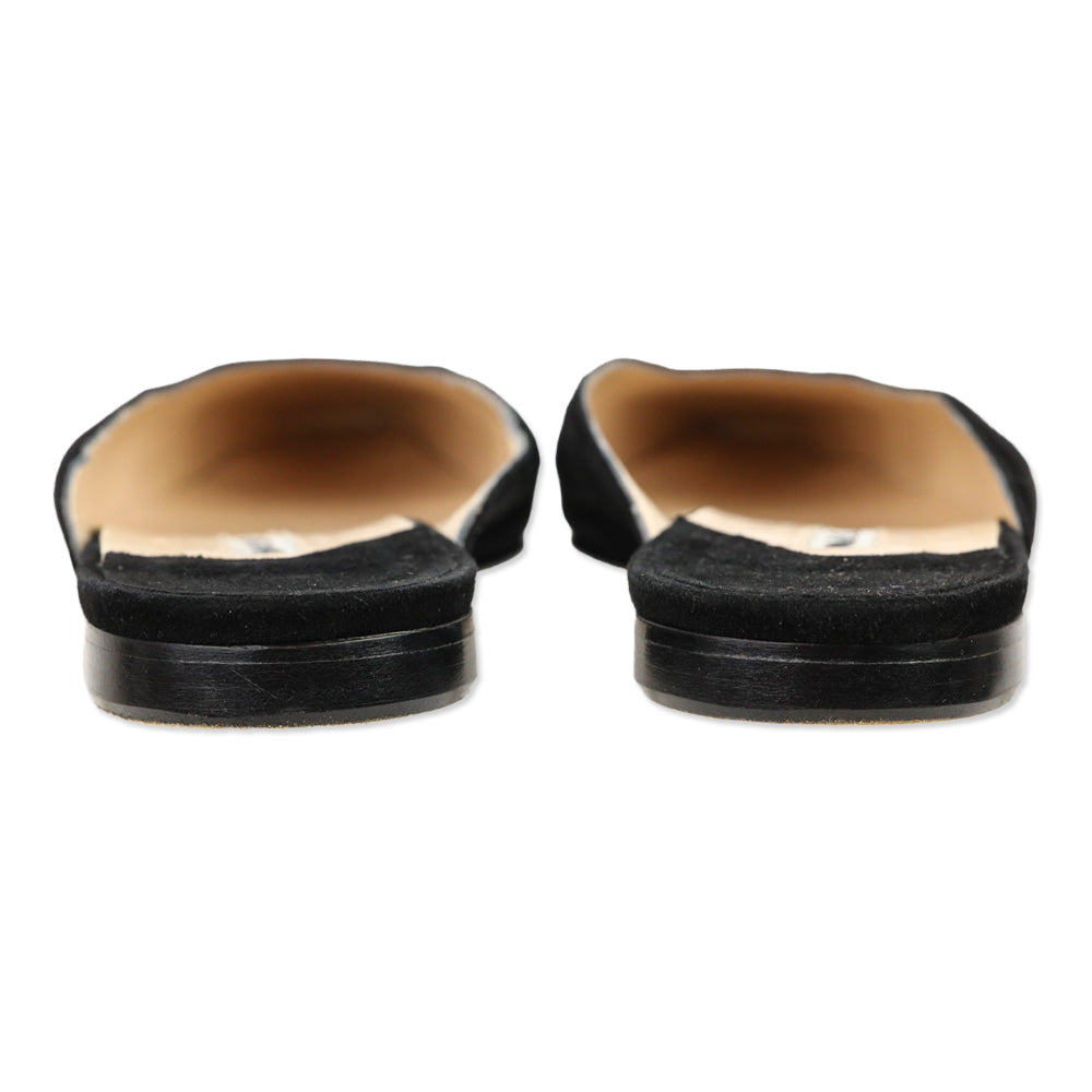 Manolo Blahnik Black Suede Flat Mules