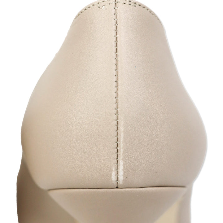 Manolo Blahnik Hangisi 90 Beige Calf Leather Jewel Buckle Pumps