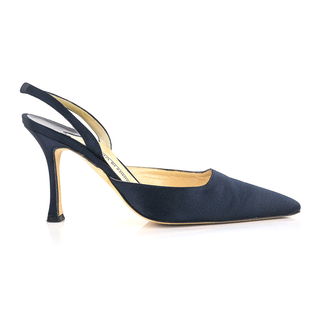 Slingback Pumps Manolo Shoes Womens Manolo Blahnik Navy