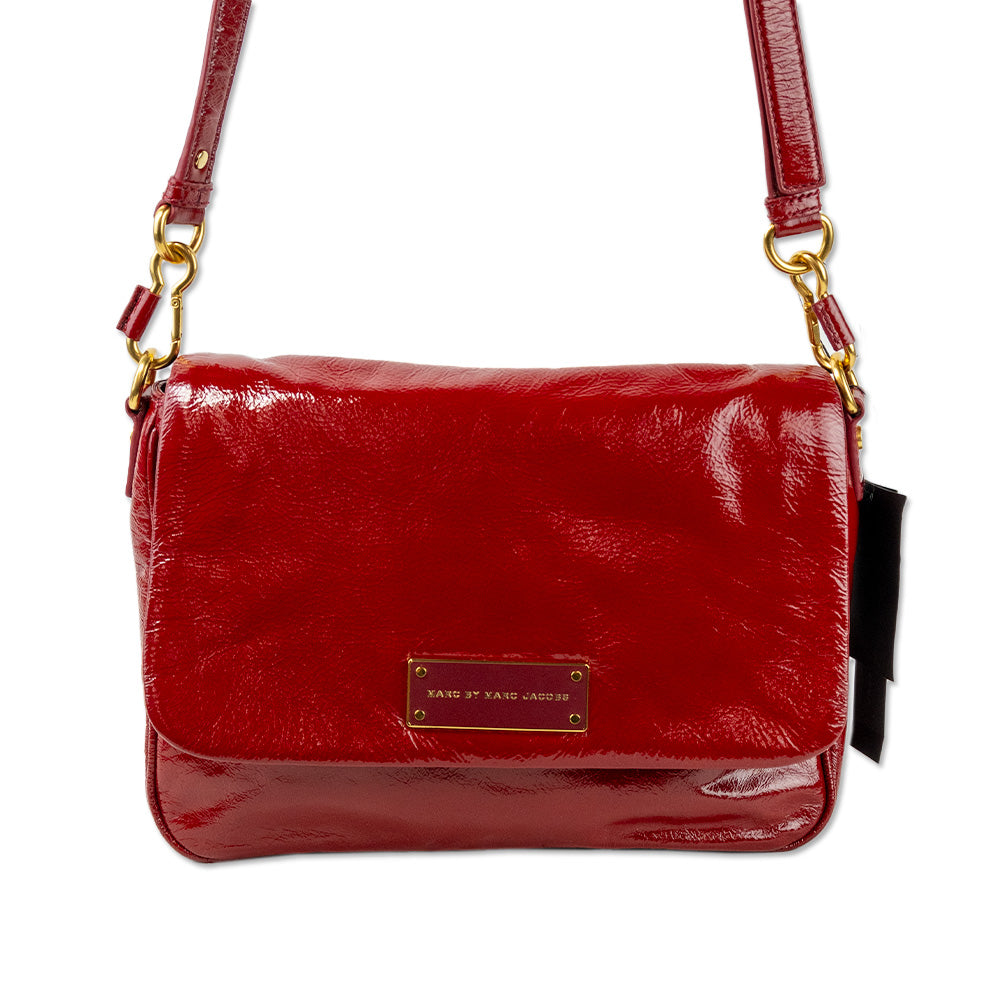 Red patent leather crossbody bag on sale