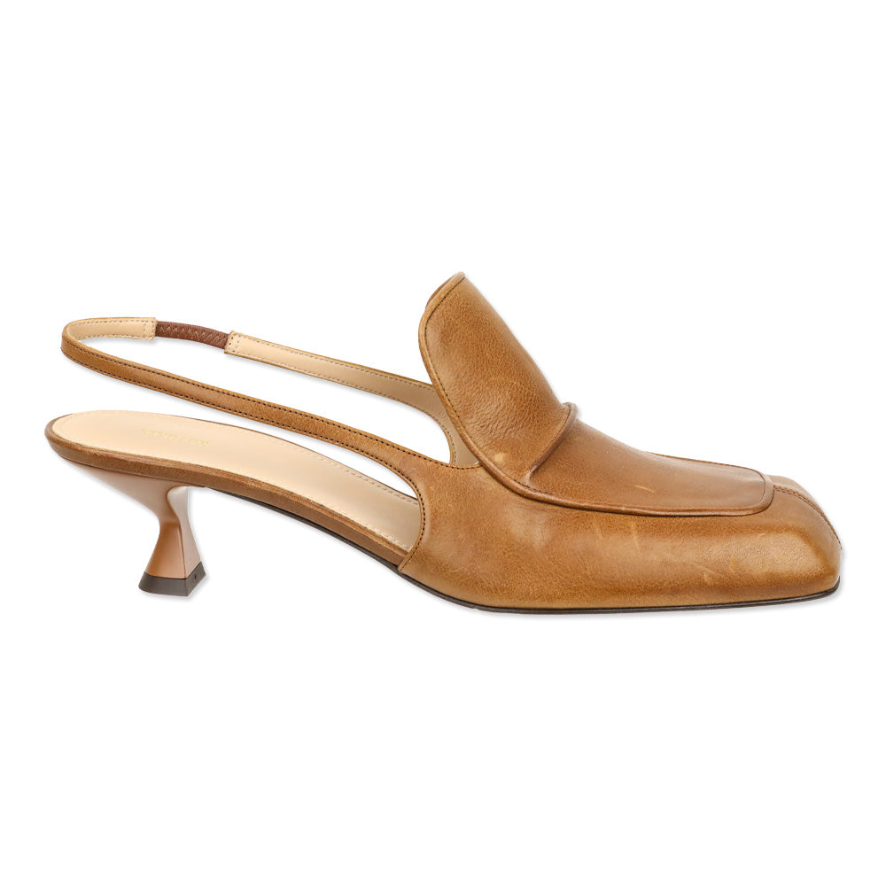 Max Mara Sportmax Epica Brown Leather Slingback Loafer | DBLTKE