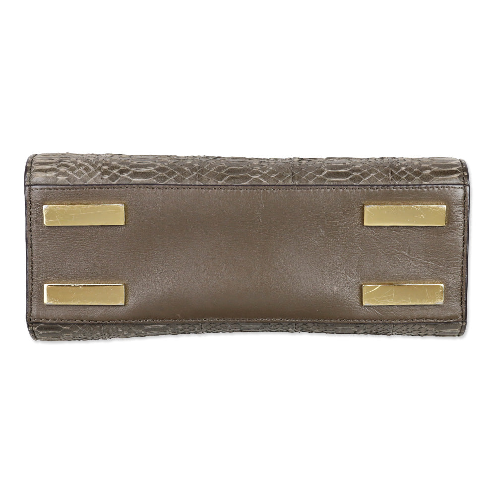 Michael Kors Collection Taupe Python Casey Small Satchel