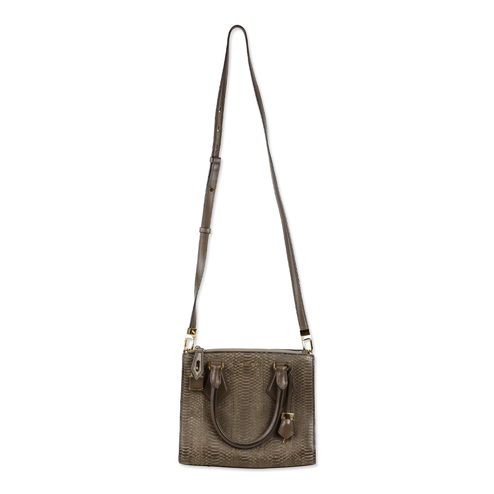 Michael Kors Collection Taupe Python Casey Small Satchel
