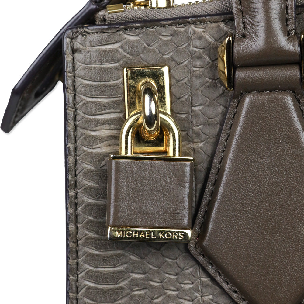 Michael Kors Collection Taupe Python Casey Small Satchel