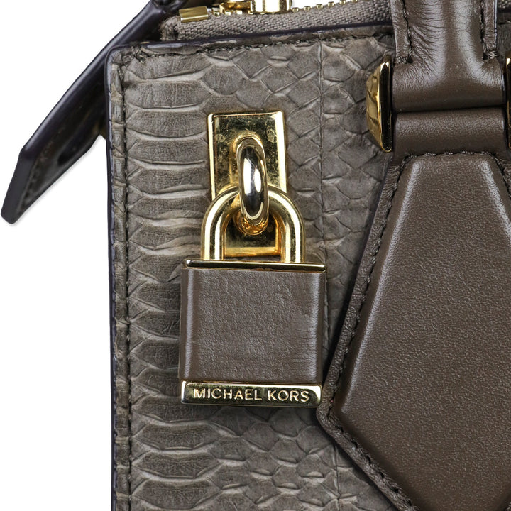 Michael Kors Collection Taupe Python Casey Small Satchel
