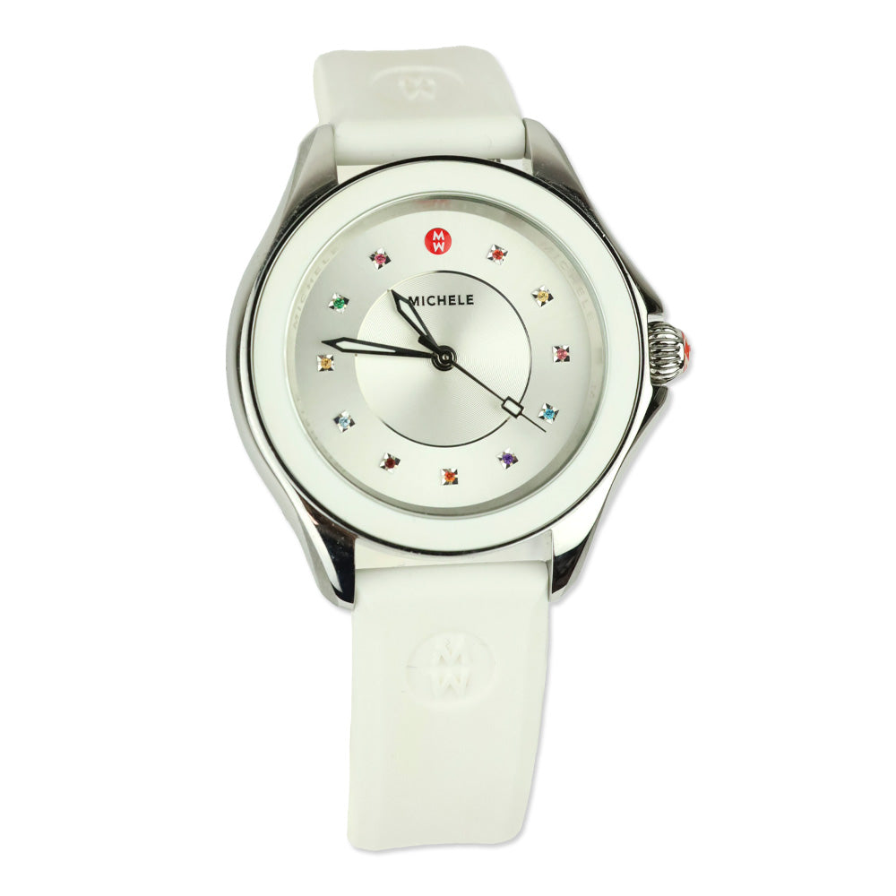 Michele Cape Silver Dial Silicone Watch | DBLTKE Luxury  display picture 3