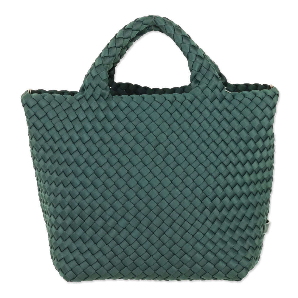 Naghedi Emerald Green Woven Neoprene St. Barths Small Tote