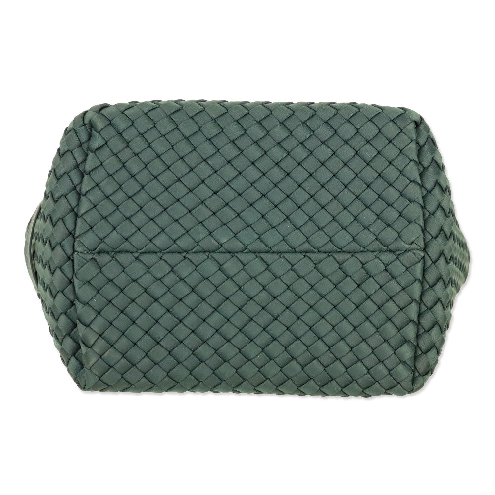Naghedi Emerald Green Woven Neoprene St. Barths Small Tote