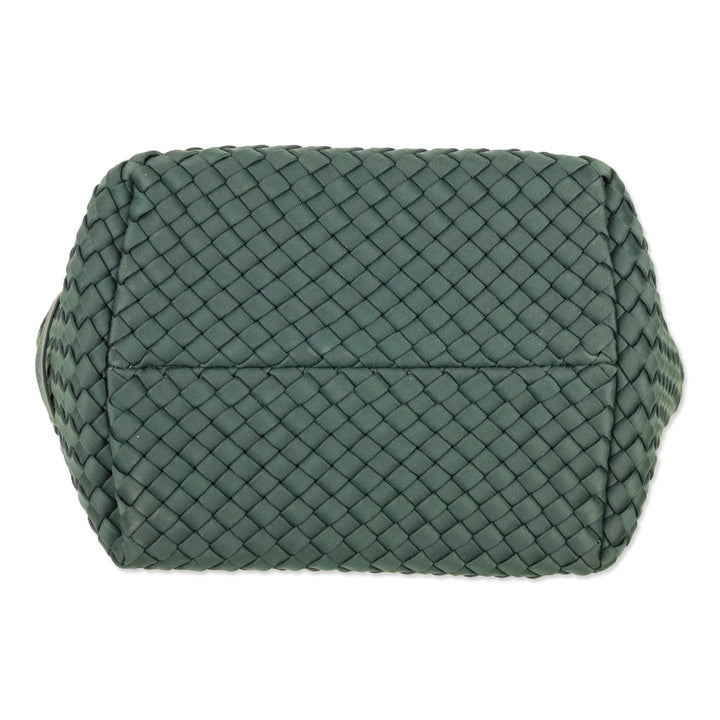 Naghedi Emerald Green Woven Neoprene St. Barths Small Tote
