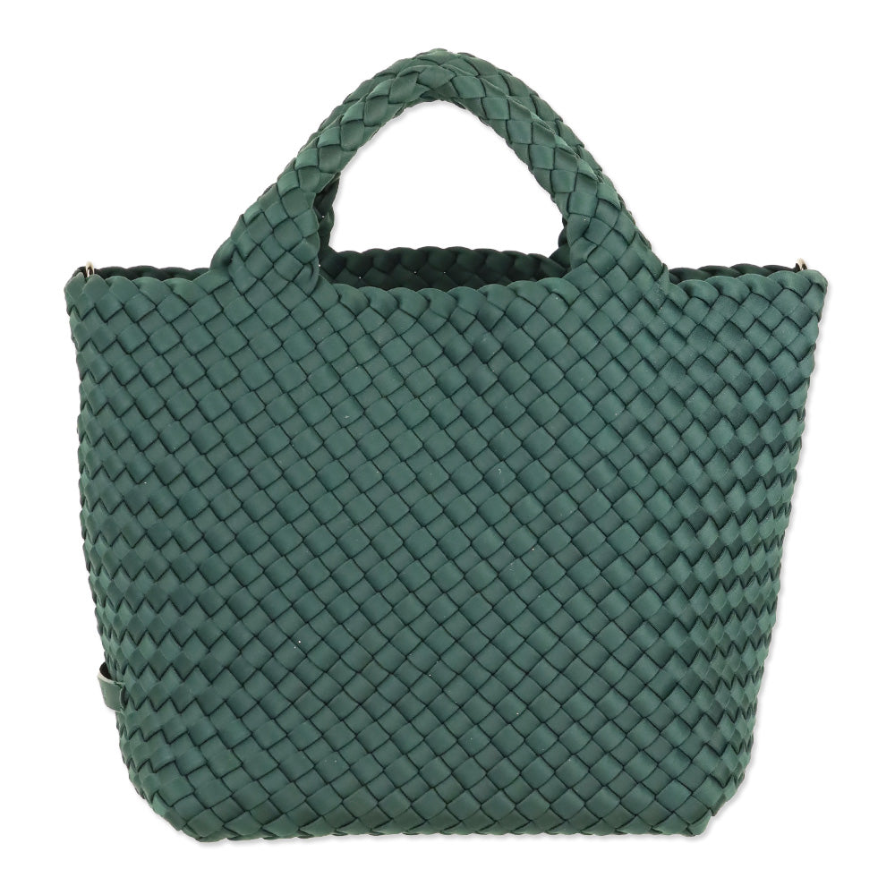 Naghedi Emerald Green Woven Neoprene St. Barths Small Tote