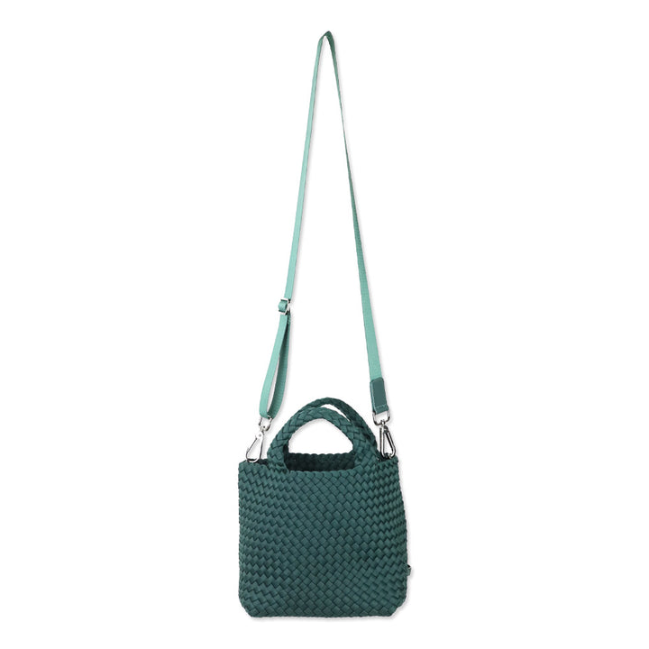 Naghedi Emerald Green Woven Neoprene St. Barths Small Tote