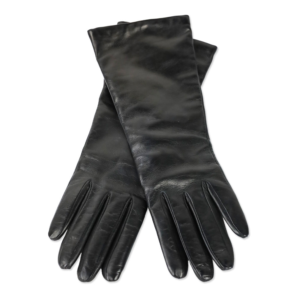Neiman Marcus Black Leather Cashimere Lined Gloves