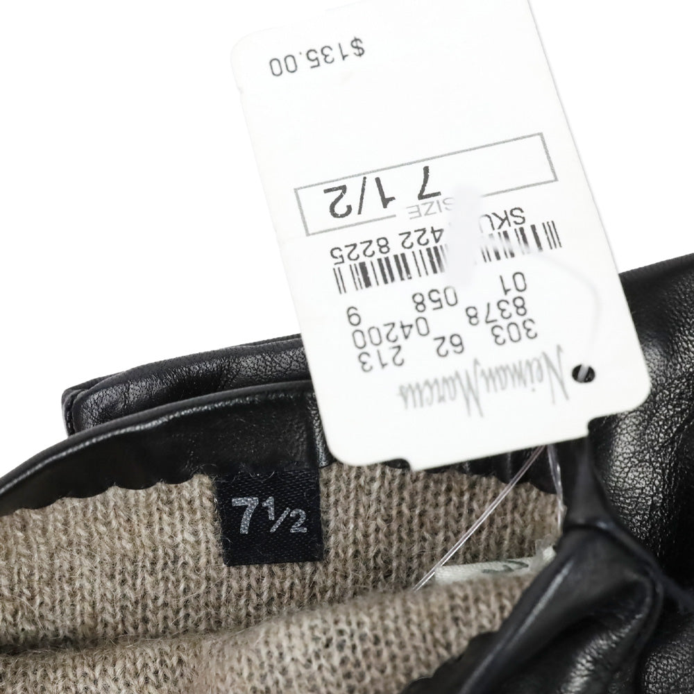 Neiman Marcus Black Leather Cashimere Lined Gloves