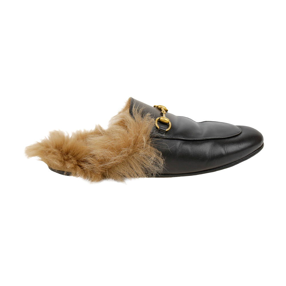 Gucci Princetown Black Leather Fur Mules | DBLTKE Luxury  display picture 1