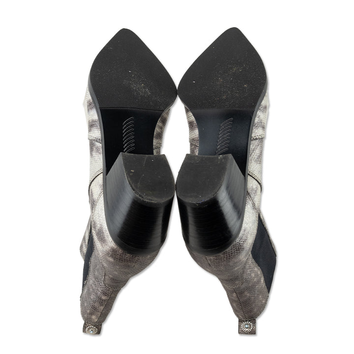 Paige Gray Glitter Snakeskin Print Chelsea Boots