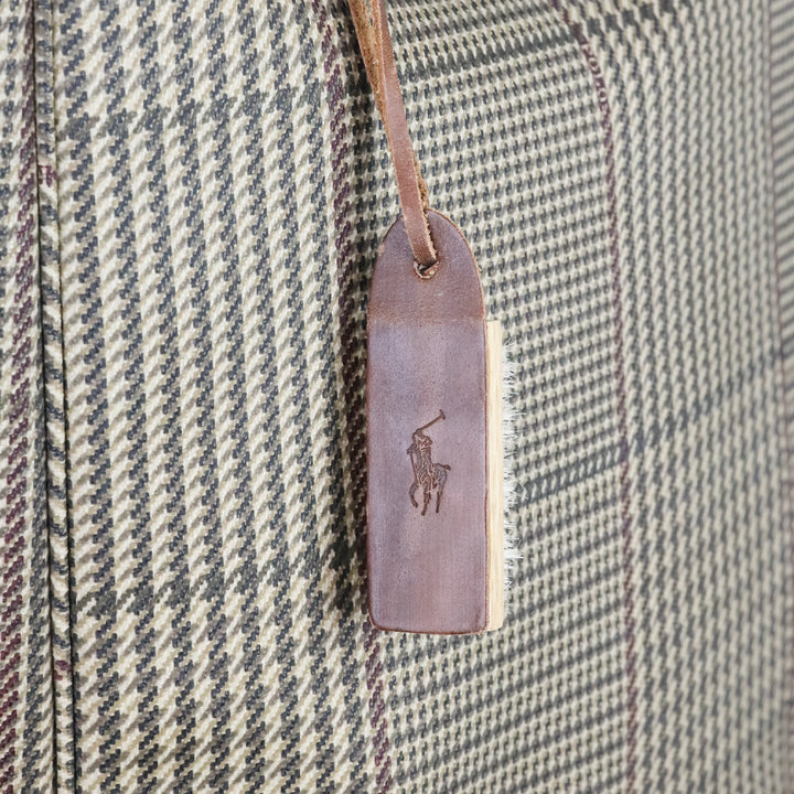 Polo Ralph Lauren Tan Houndstooth Print Large Tote with Gold Hardware