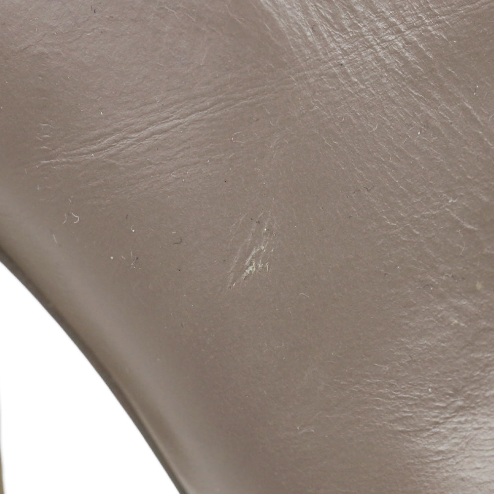 Pour La Victoire Taupe Leather Eva Peep Toe Block Heel Mules