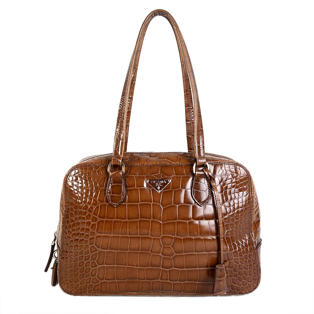 Prada Stampata Cocco Bauletto Bag | DBLTKE Luxury Consignment Boutique