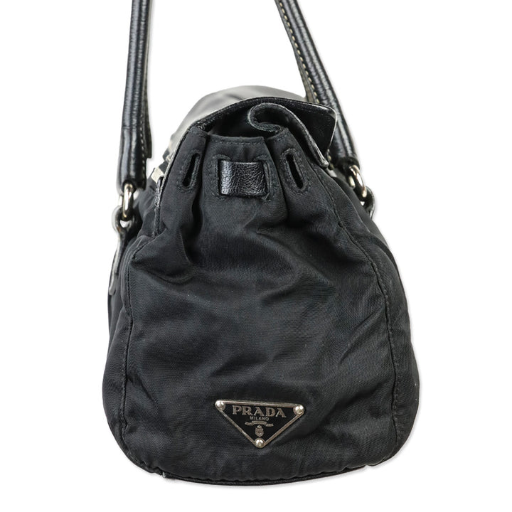 Prada Black Tessuto and Leather Easy Shoulder Bag