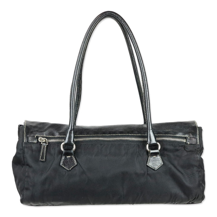 Prada Black Tessuto and Leather Easy Shoulder Bag
