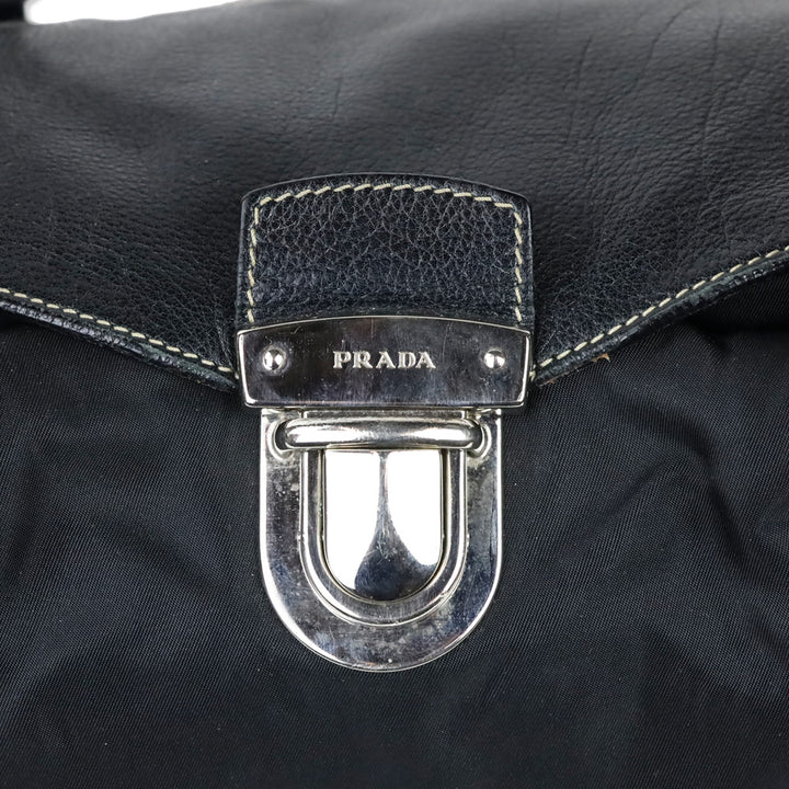 Prada Black Tessuto and Leather Easy Shoulder Bag